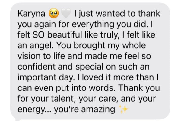 Text message expressing gratitude for a professional service, with emojis and a name.